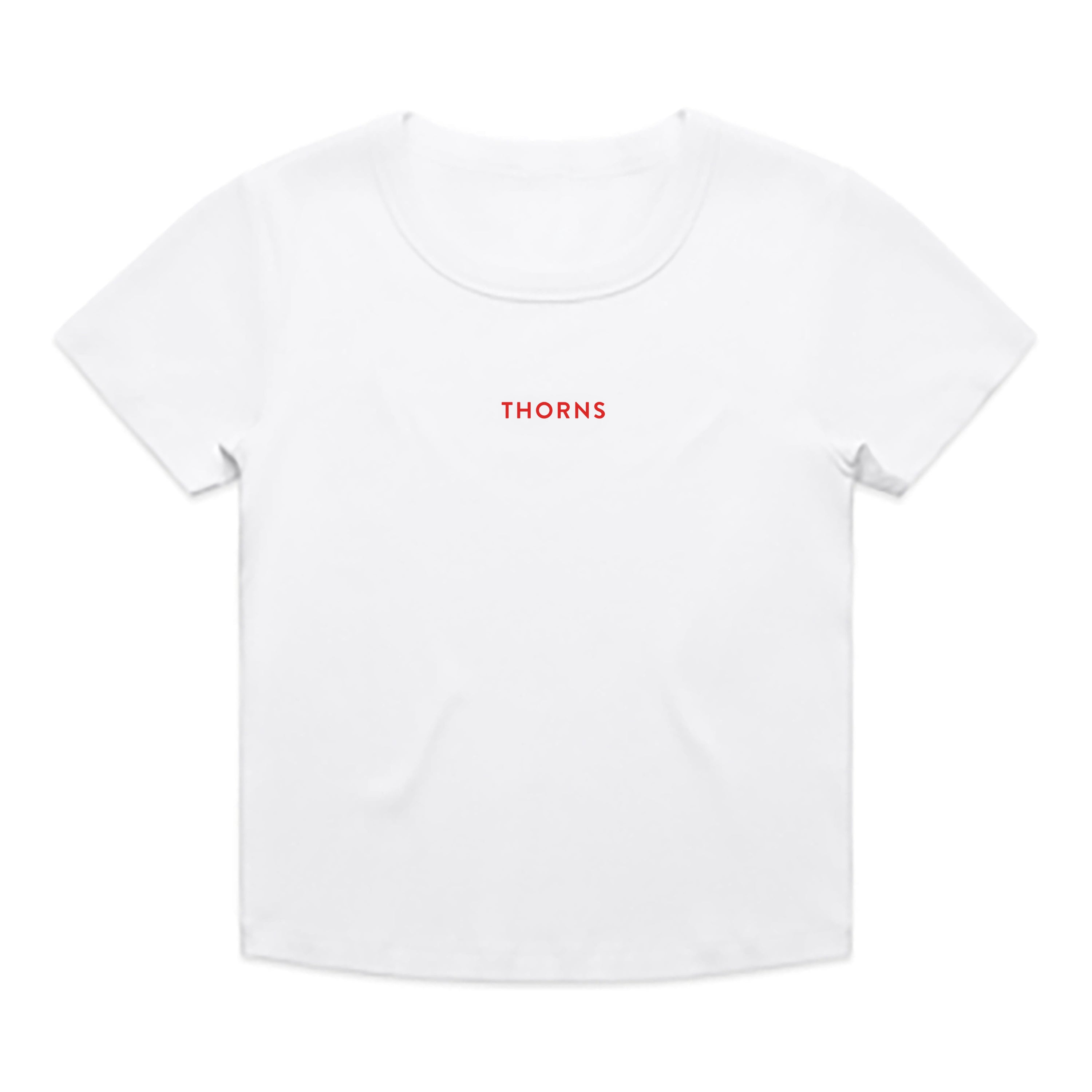 Thorns Mini Logo Women's White Baby Tee