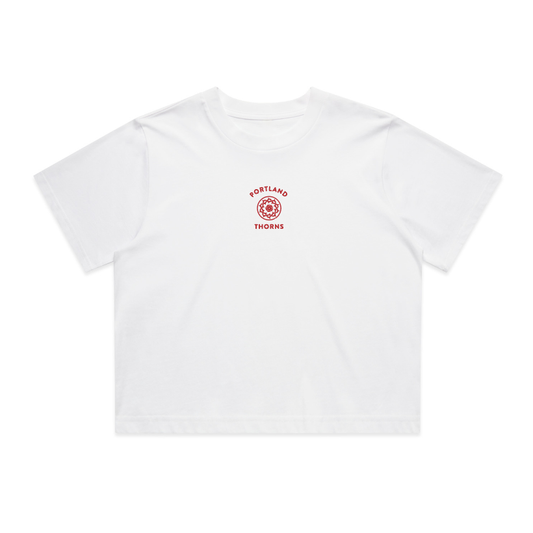 Thorns Mini Logo Women's White Boxy Crop Tee