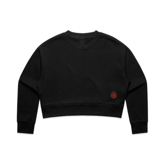 Thorns Black Mini Logo Women's Fleece Crew Crop Sweatshirt