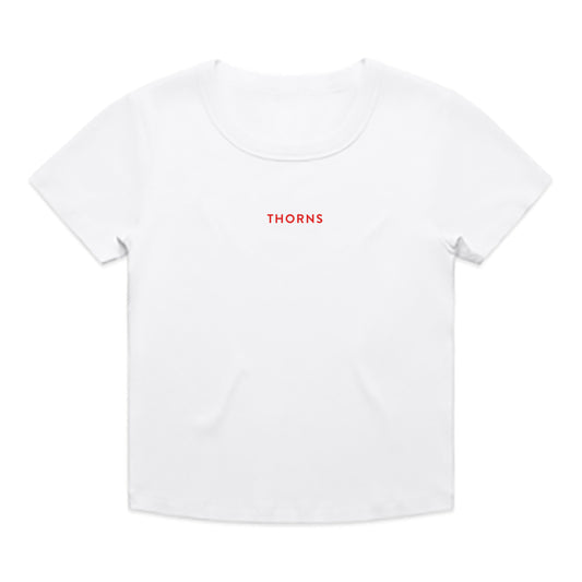 Thorns Mini Logo Women's White Baby Tee