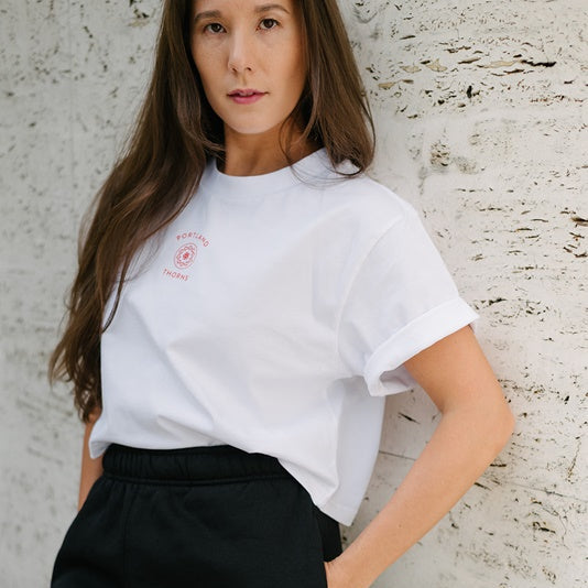 Thorns Mini Logo Women's White Boxy Crop Tee