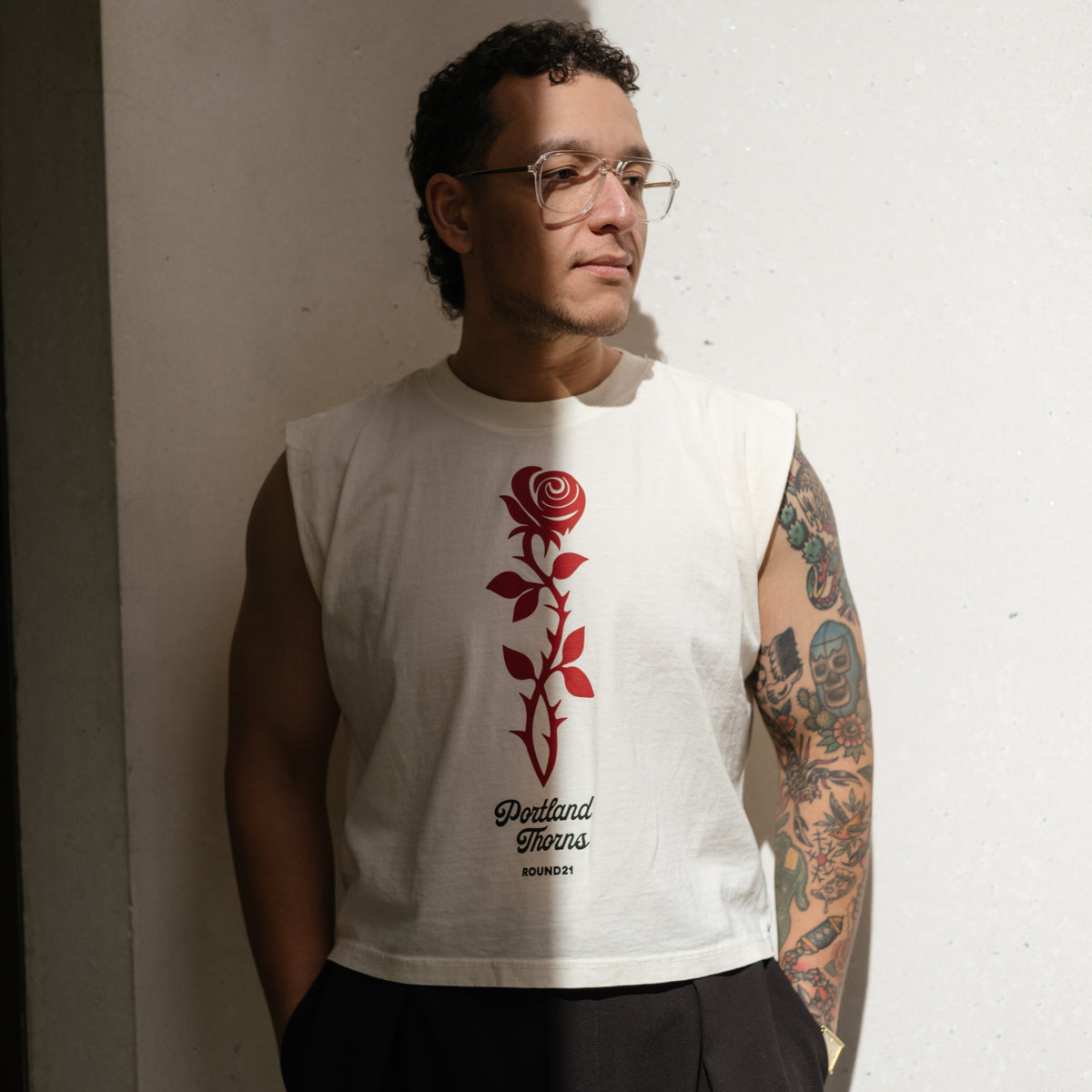 Thorns Cream Rose Unisex Cropped Tank