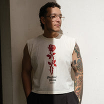 Thorns Cream Rose Unisex Cropped Tank