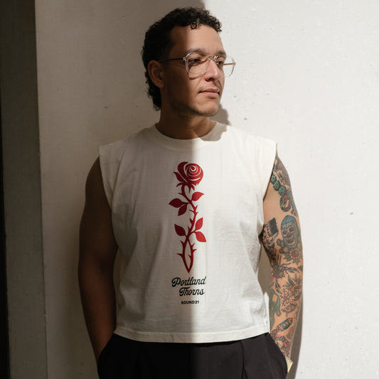 Thorns Cream Rose Unisex Cropped Tank