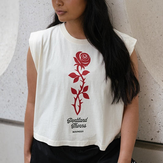 Thorns Cream Rose Unisex Cropped Tank